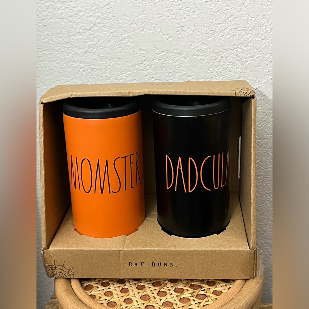 Rae Dunn Halloween Stainless Steel Insulated Slim Can Coolers Momster Dadcula